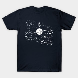 Saturn starry night sky T-Shirt